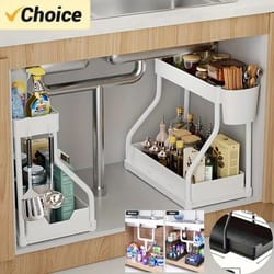 2 tier pull out under sink organizer sliding storage drawer for kitchen and bathroom