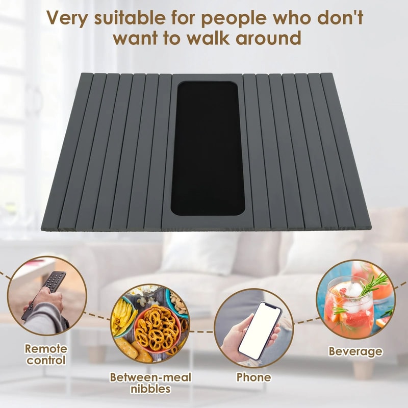 Wood Sofa Arm Tray Folding Couch Arm Table With Non Slip Base 8