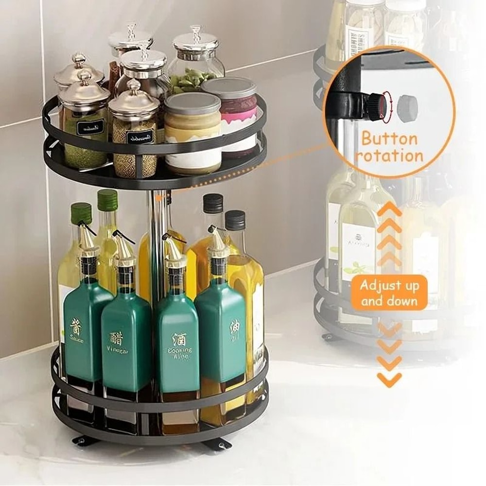 Rotating Spice Rack Organizer 360 Degree Non Slip Kitchen Storage Tray 7