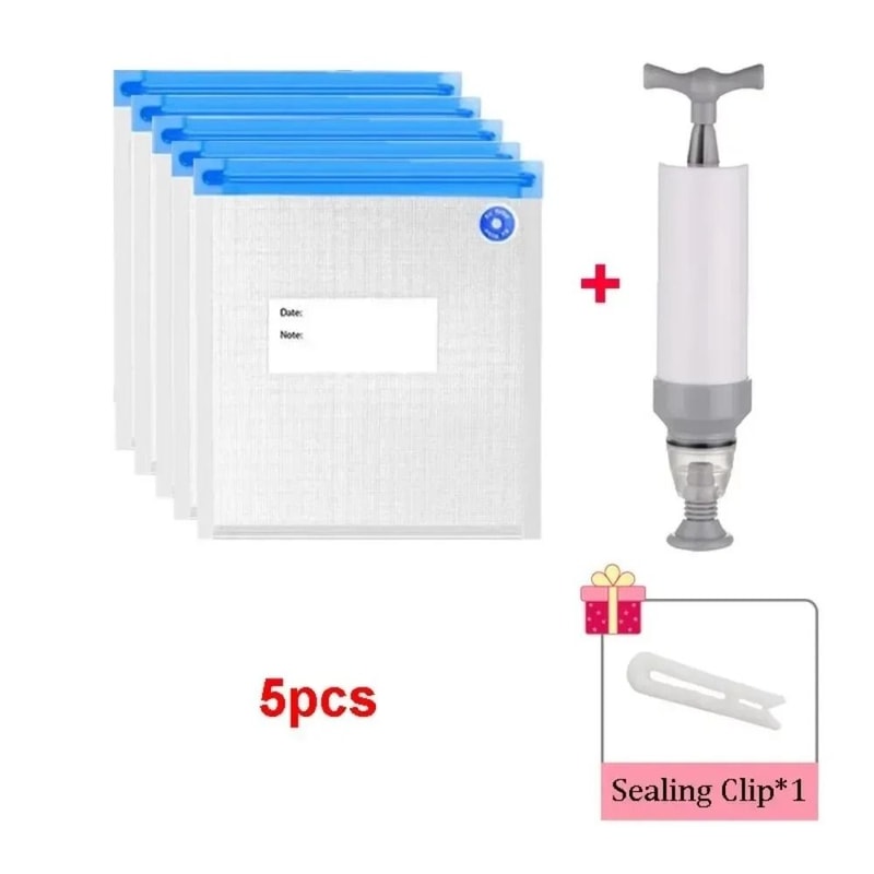 Reusable Vacuum Sealing Food Bags With Air Valve Pump Fresh Keeping Storage Set 2