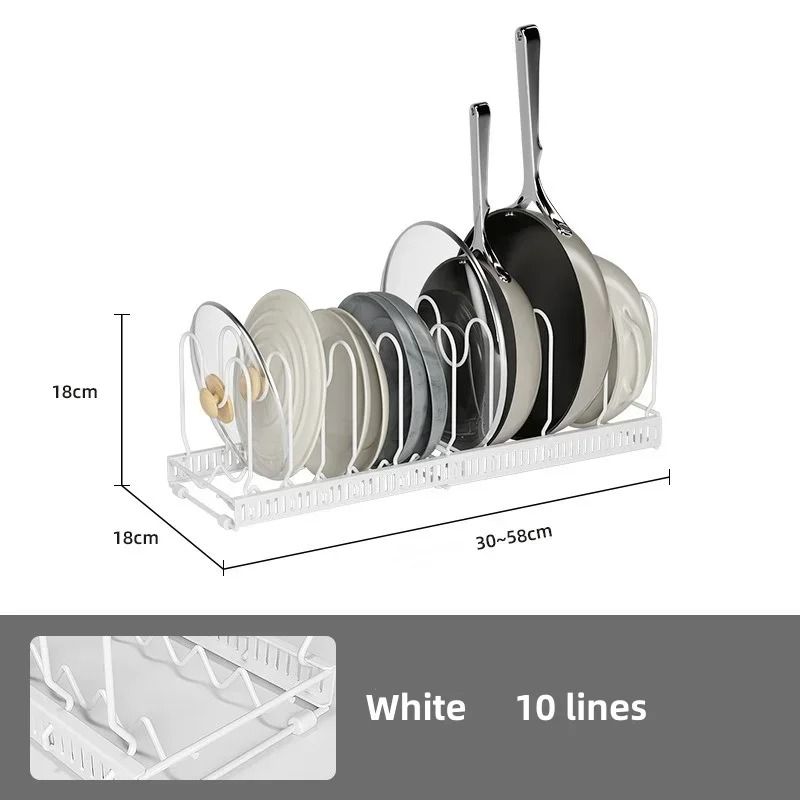 Adjustable Multi Layer Pot And Dish Drying Rack Retractable Kitchen Organizer 4