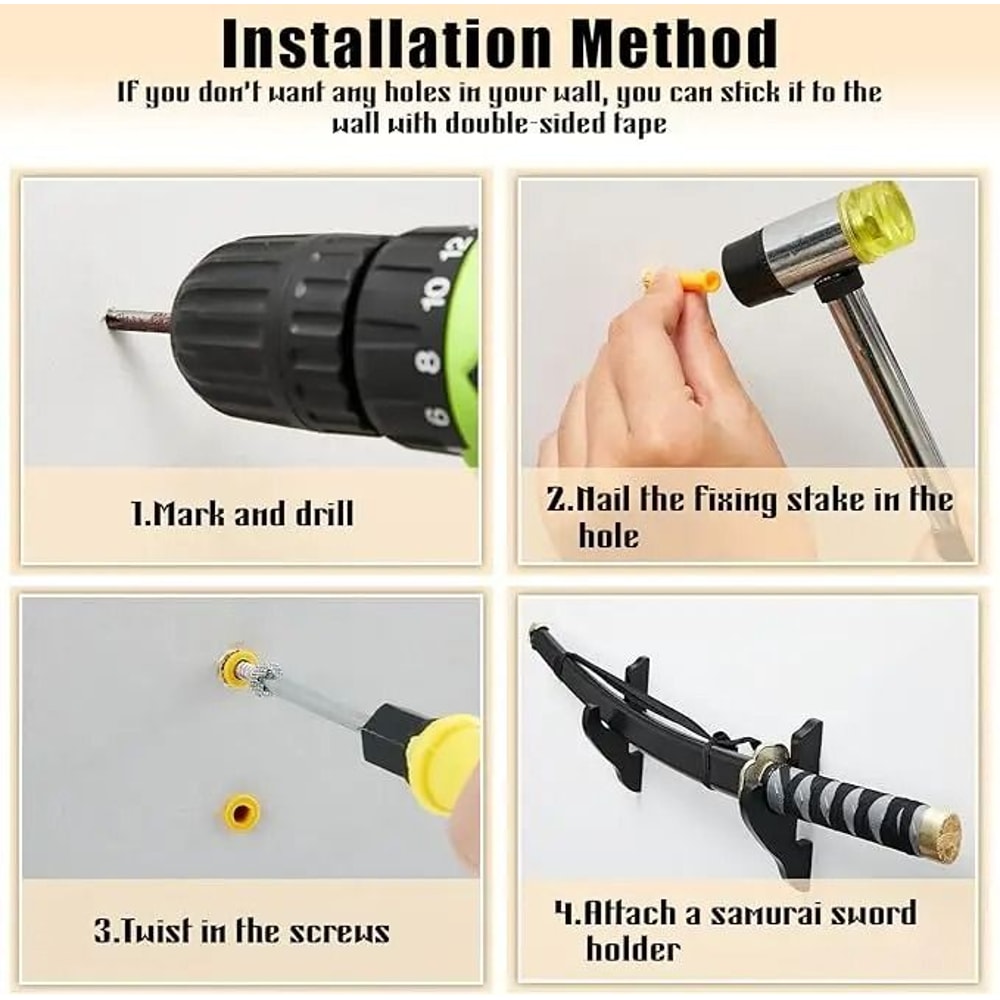 Wooden Wall Mounted Sword Display Rack Samurai Katana Holder Organizer 5