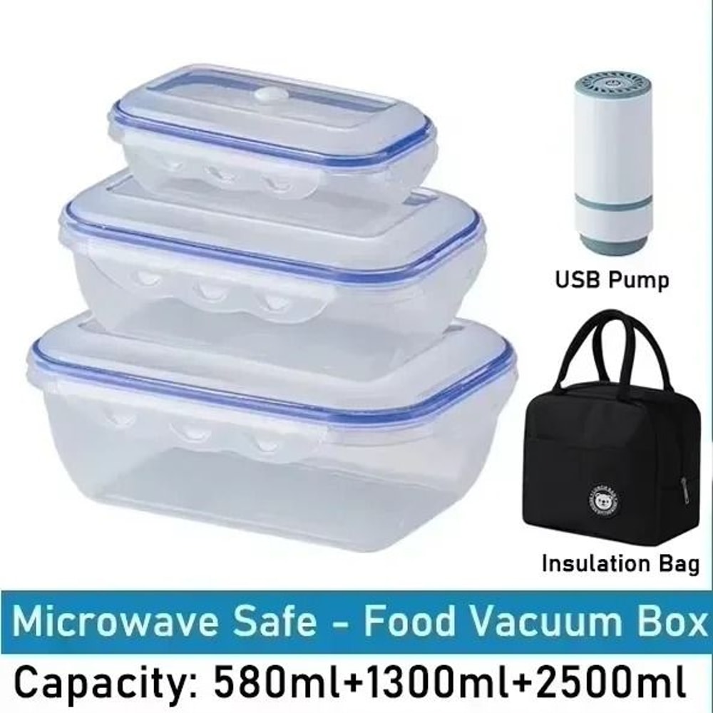 Vacuum Food Storage Container Airtight Fridge Organizer Microwave Safe Box 0