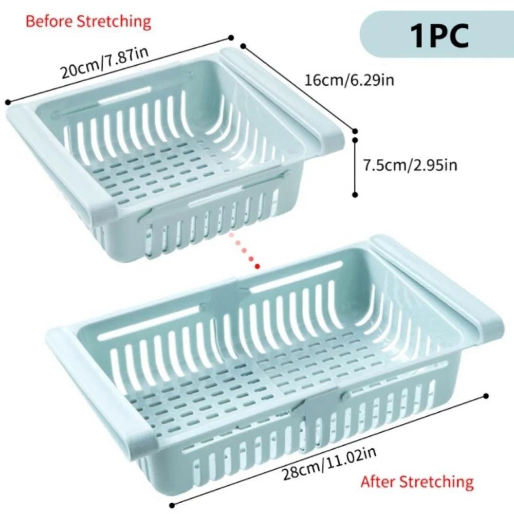 Pull Out Refrigerator Drawer Organizer Adjustable Fridge Storage Shelf 4