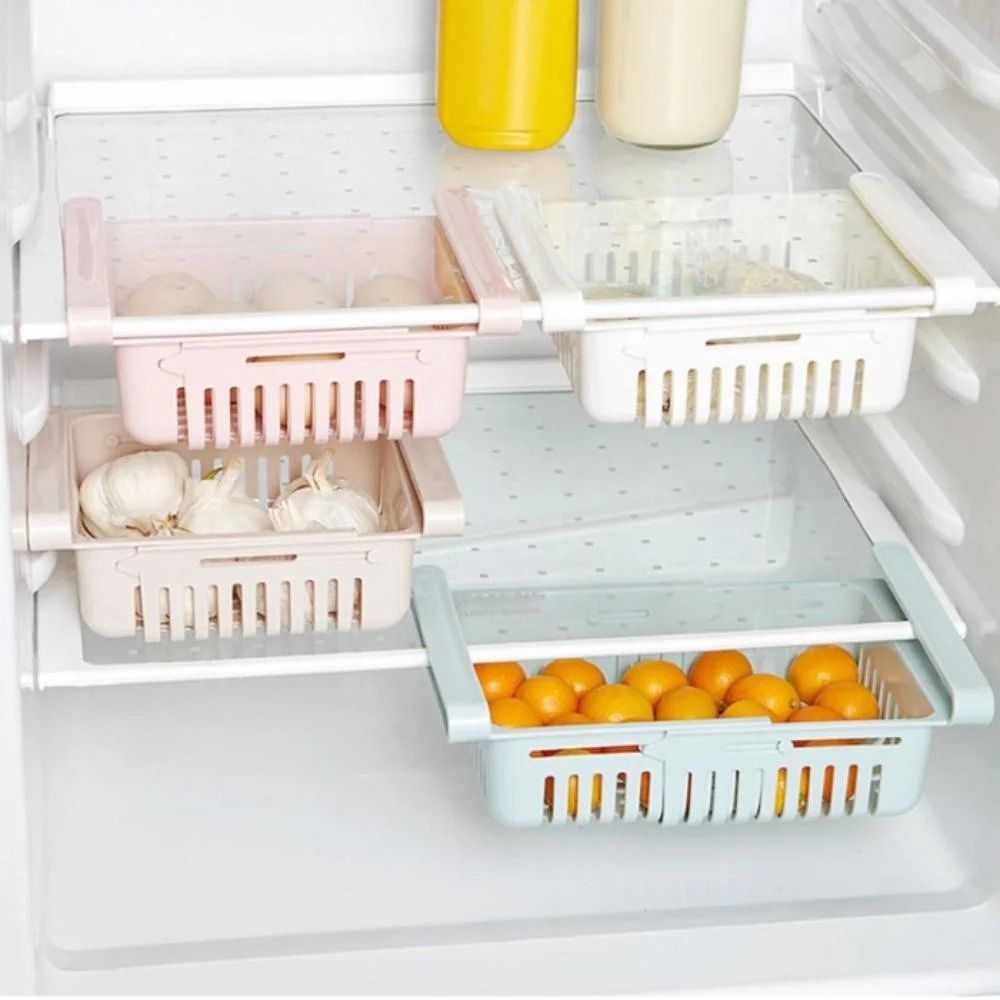 Pull Out Refrigerator Drawer Organizer Adjustable Fridge Storage Shelf 7