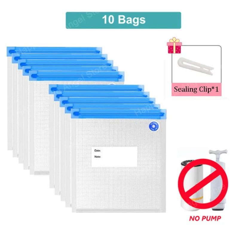 Reusable Vacuum Food Storage Bags Set With Electric Pump Sealer 1