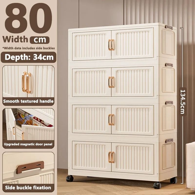 Foldable Storage Cabinet Large Capacity Dustproof Wardrobe Organizer 23