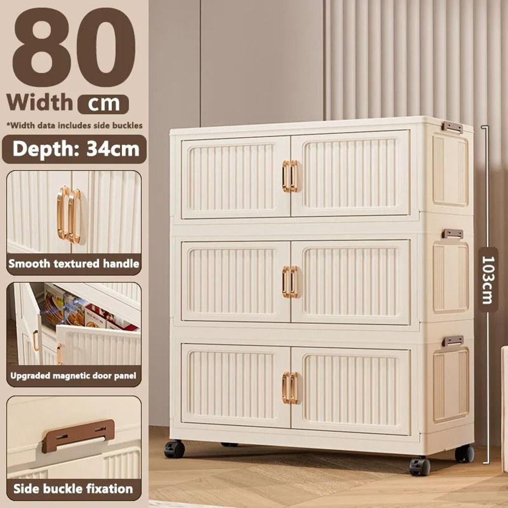 Foldable Storage Cabinet Large Capacity Dustproof Wardrobe Organizer 22