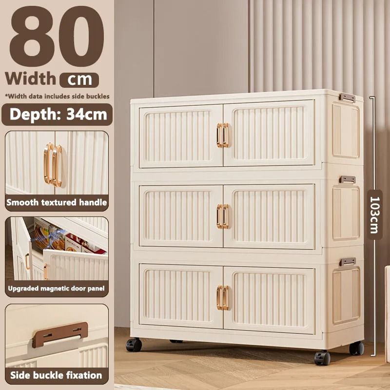 Foldable Storage Cabinet Large Capacity Dustproof Wardrobe Organizer 22