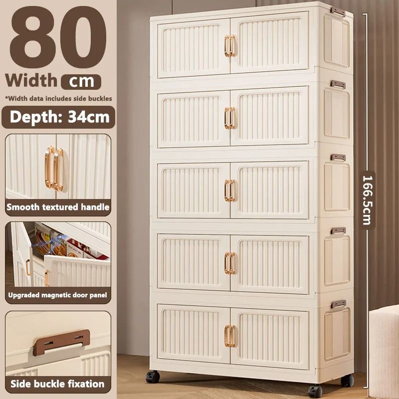 Foldable Storage Cabinet Large Capacity Dustproof Wardrobe Organizer 24