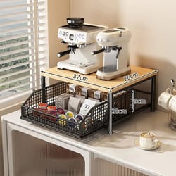 modern microwave oven rack countertop storage shelf wood metal