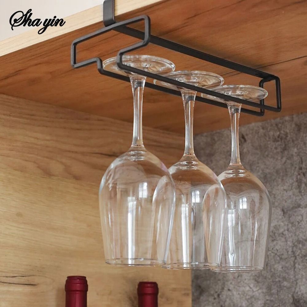 Under Cabinet Wine Glass Holder Hanging Stemware Rack 5