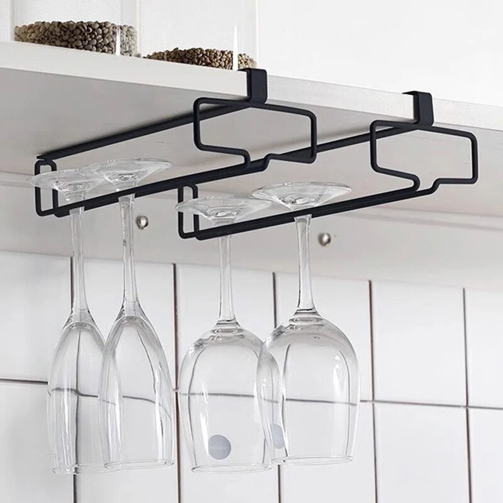 Under Cabinet Wine Glass Holder Hanging Stemware Rack 8