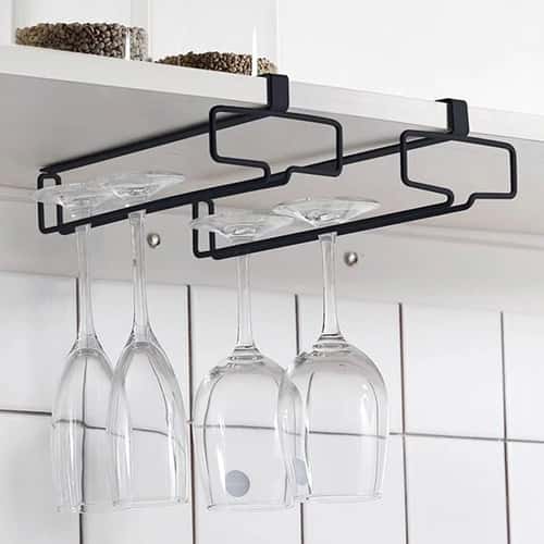Under Cabinet Wine Glass Holder Hanging Stemware Rack