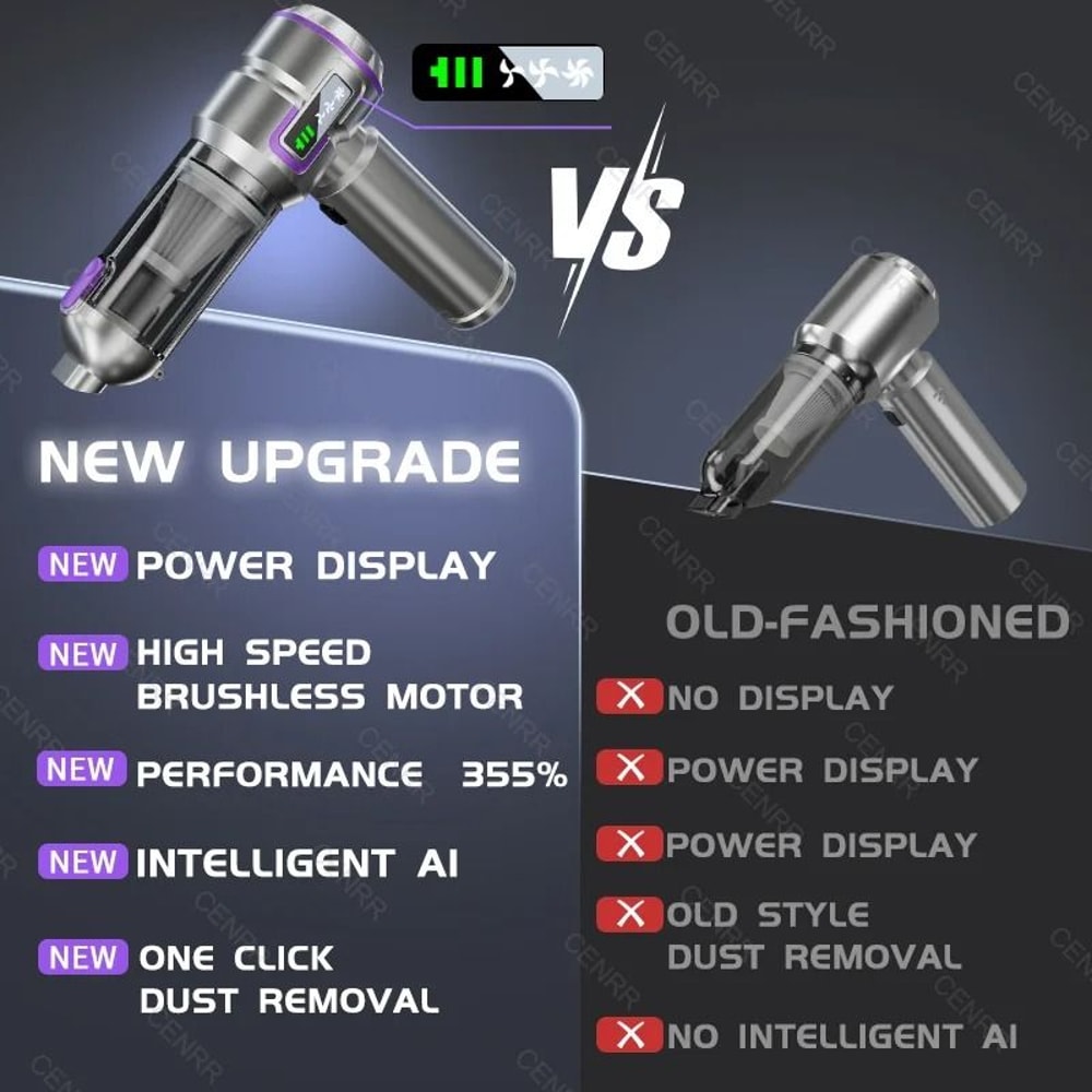 Powerful Mini Cordless Car Vacuum Cleaner Handheld Blower 10