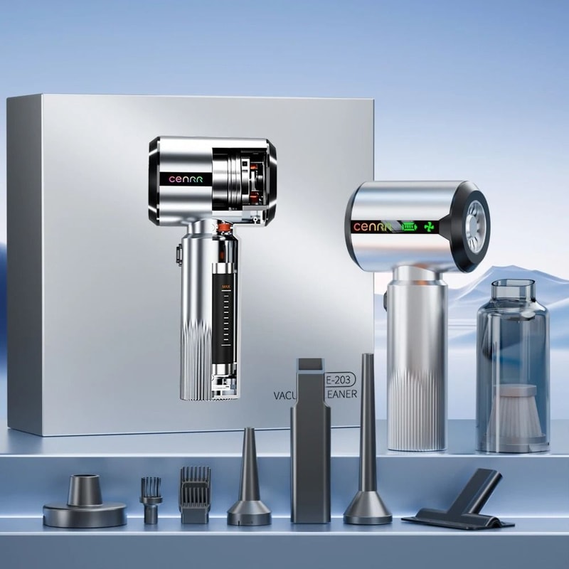 Cordless Car Vacuum Cleaner Strong Suction Handheld Blower With LED 4