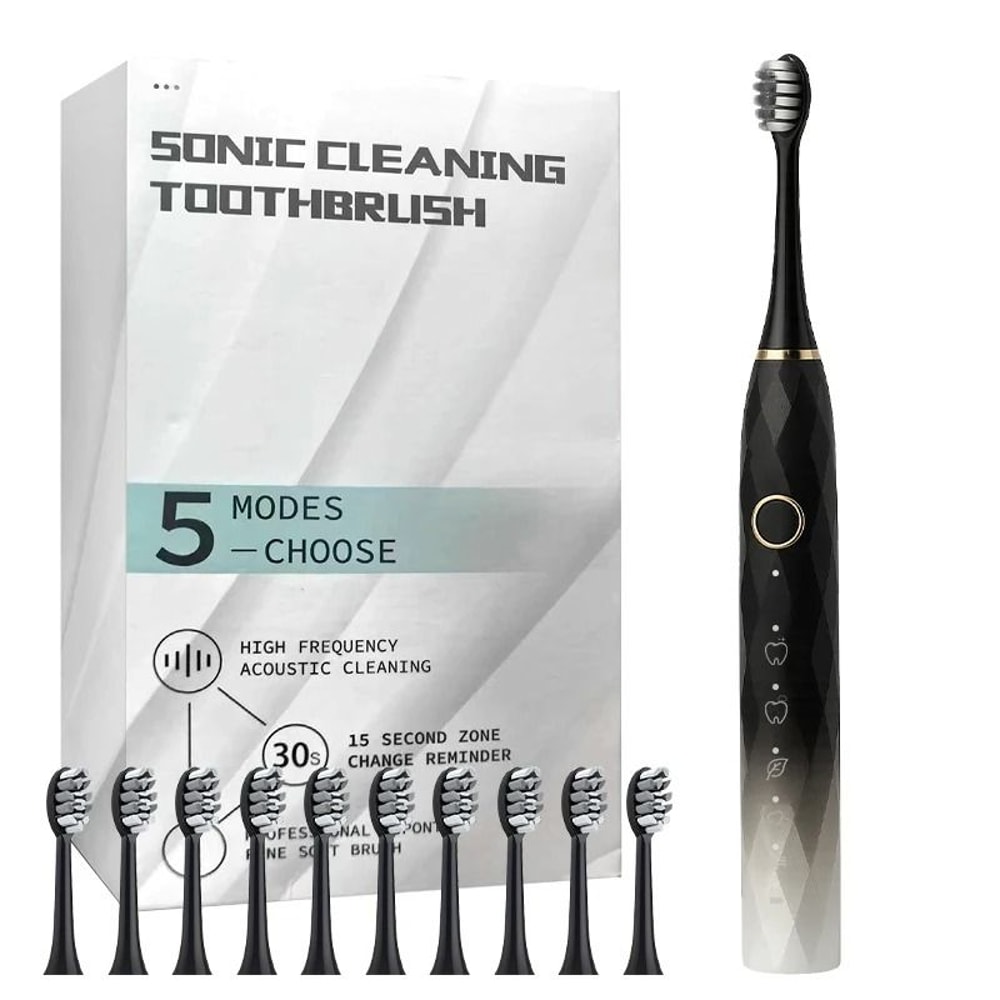 CleanSmile Electric Toothbrush Rotary Rechargeable With 10 Brush Heads 1