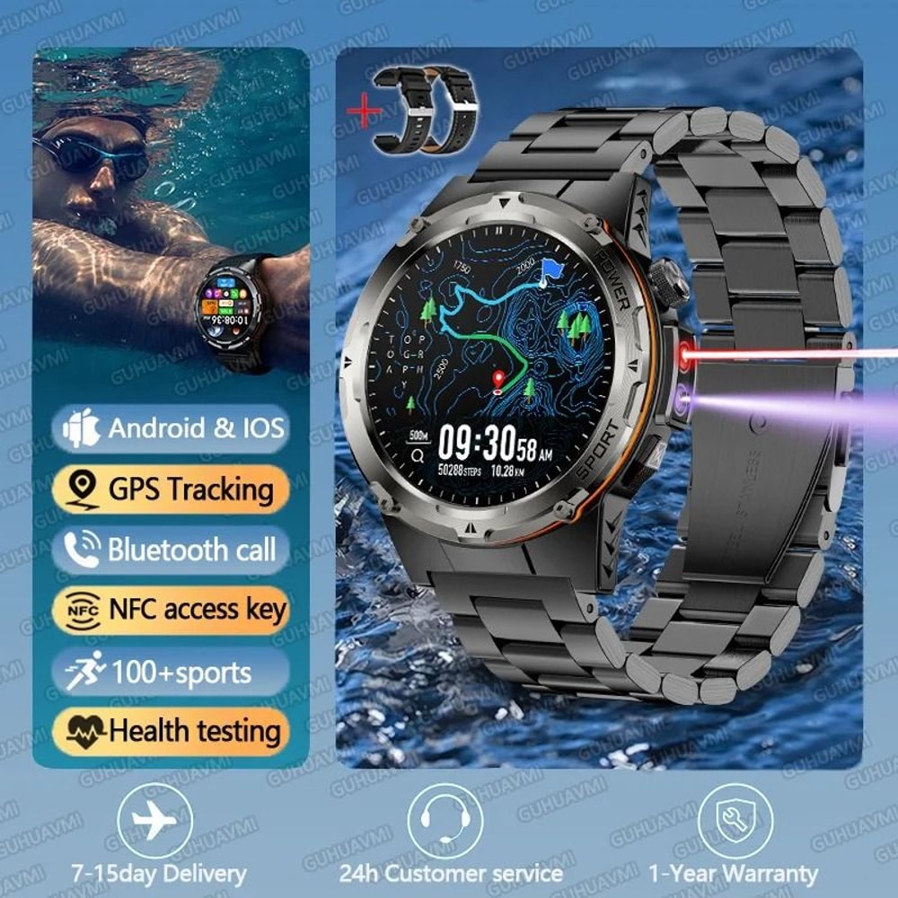 TitanCore GPS Military Smart Watch NFC Bluetooth Call Waterproof Sports Watch 7