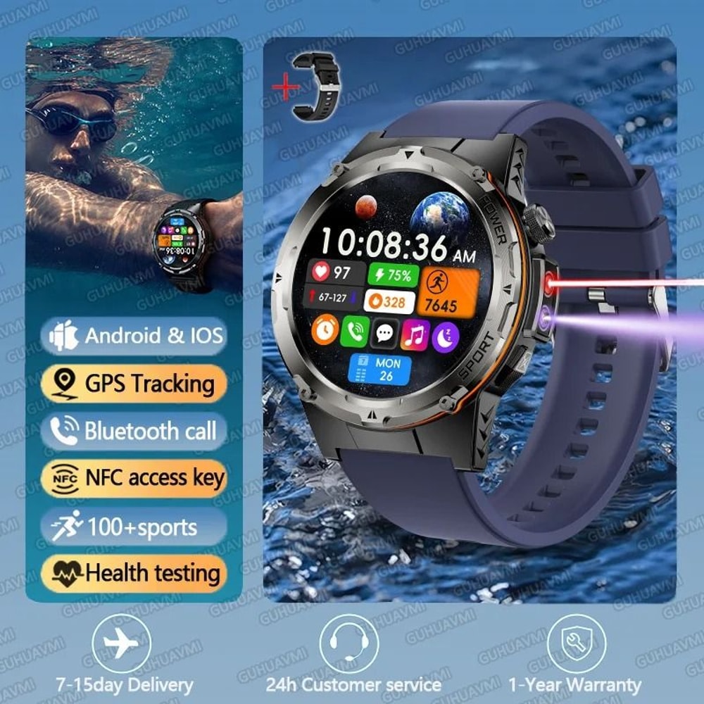 TitanCore GPS Military Smart Watch NFC Bluetooth Call Waterproof Sports Watch 3