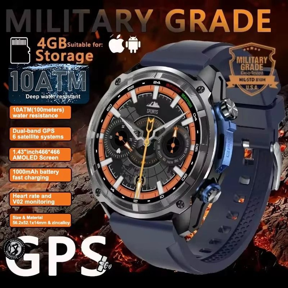 T Rex Pro GPS Outdoor Smartwatch With Offline Maps 10ATM Waterproof Military Watch Long Battery 3