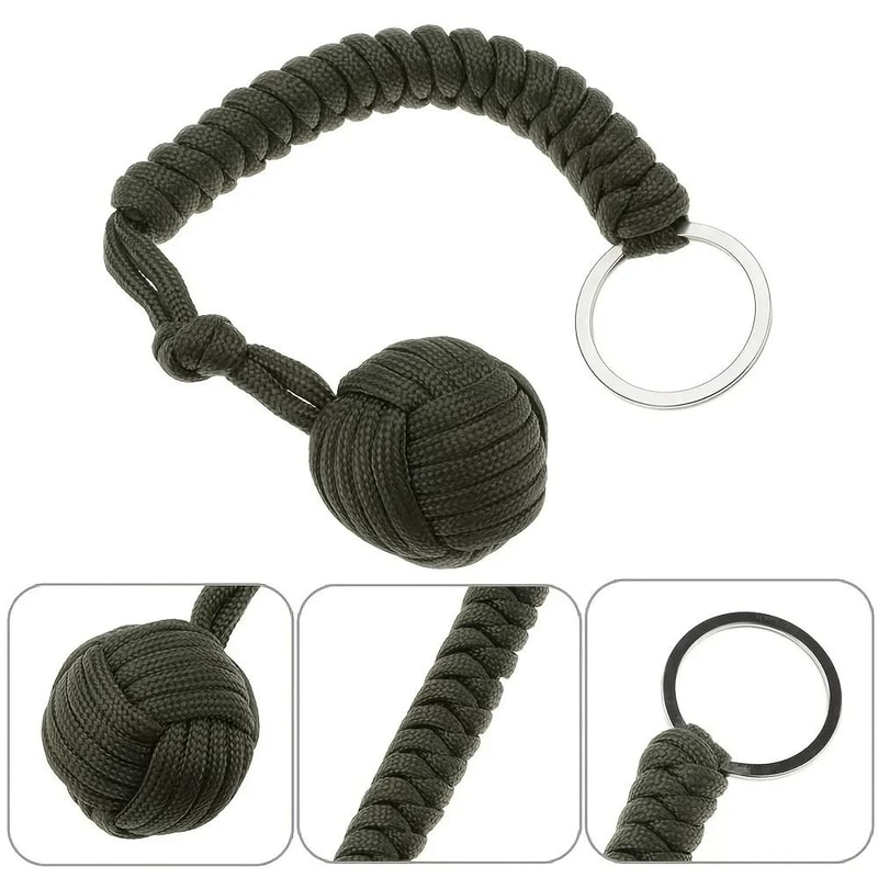 Paracord Survival Keychain Monkey Fist Outdoor Gear Accessory With Steel Core 17
