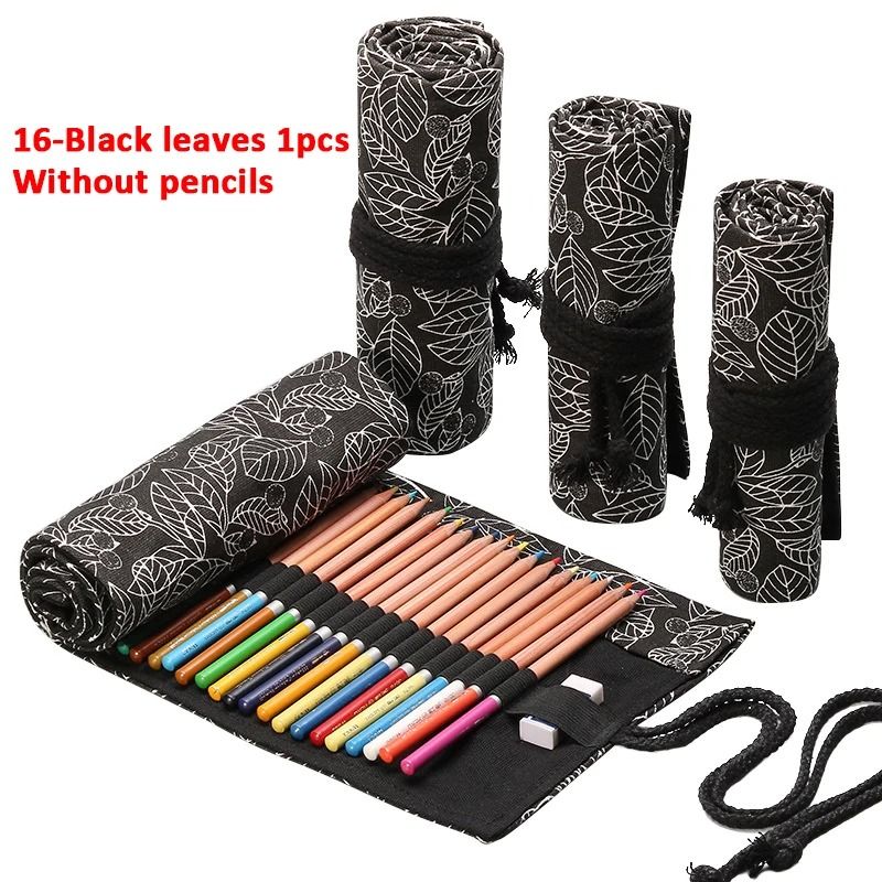 Canvas Roll Up Pencil Case 12 Slot Organizer For School And Art Supplies 16
