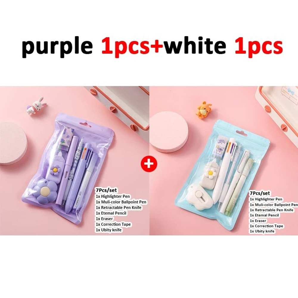 7 In 1 School Stationery Set Complete Student Supplies Gift Kit 12