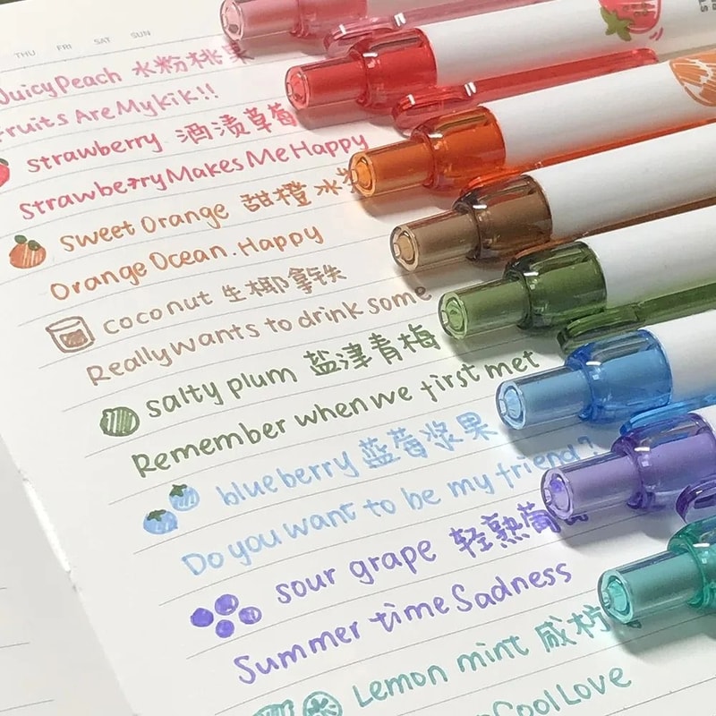 Fruit Scented Colored Gel Pens 05mm Smooth Writing Cute School Art Pens 10
