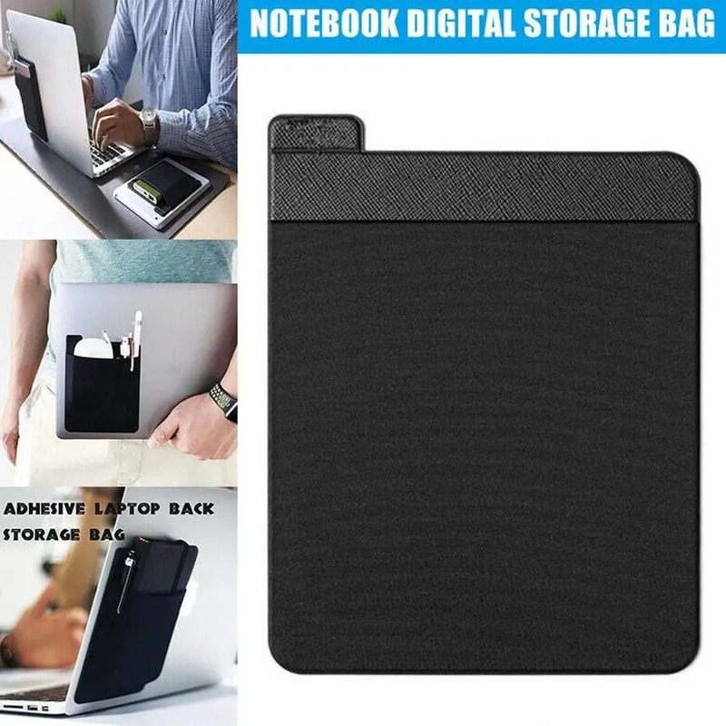 Adhesive Laptop Pocket Storage Pouch Stick On Sleeve Organizer For Accessories 1