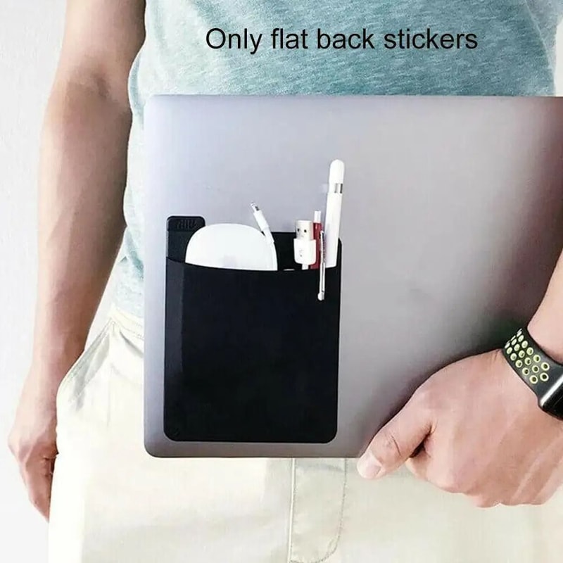 Adhesive Laptop Pocket Storage Pouch Stick On Sleeve Organizer For Accessories 2