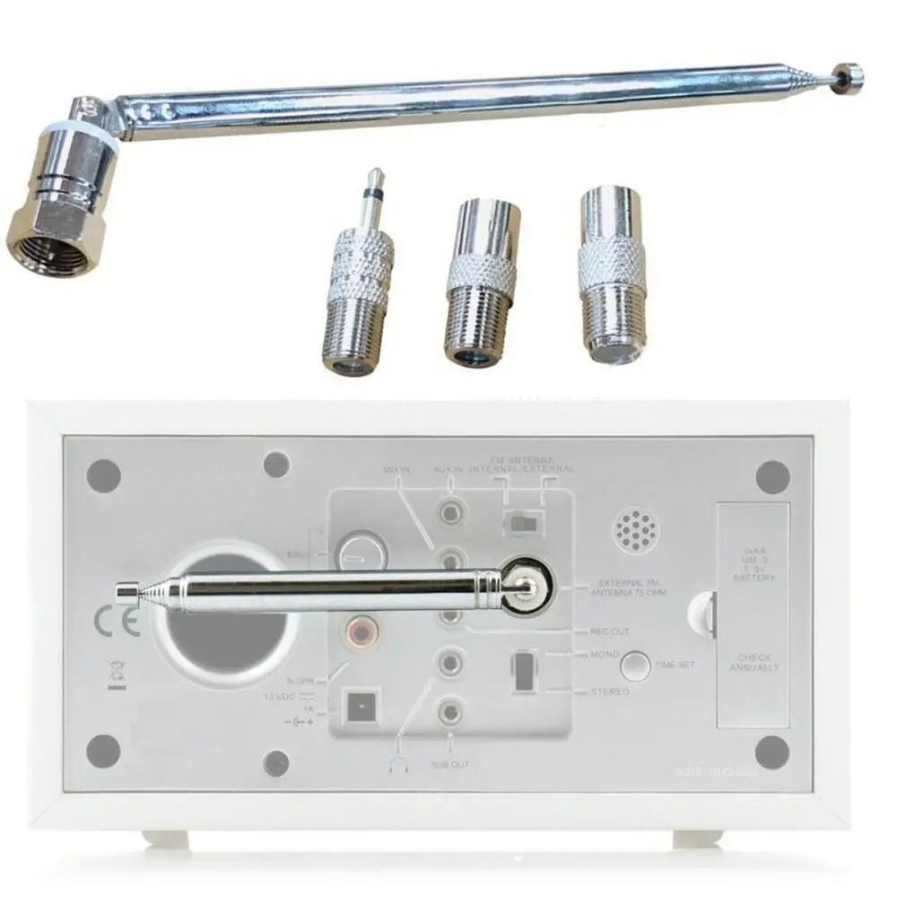 Telescopic FM DAB Antenna 35mm Radio Aerial With Adapter Set 0