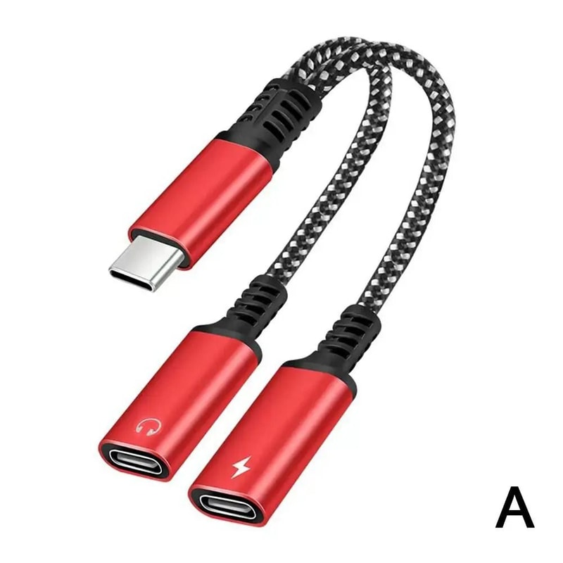 USB C Splitter Adapter Dual Type C Audio And Charging 60W PD 1
