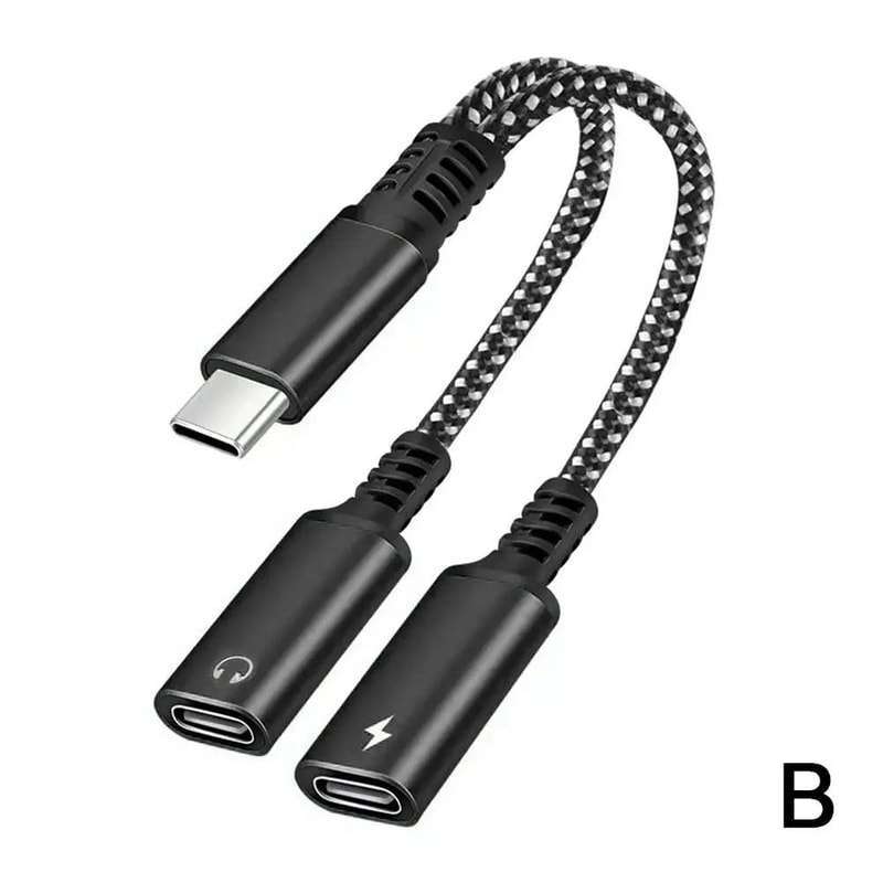 USB C Splitter Adapter Dual Type C Audio And Charging 60W PD 2