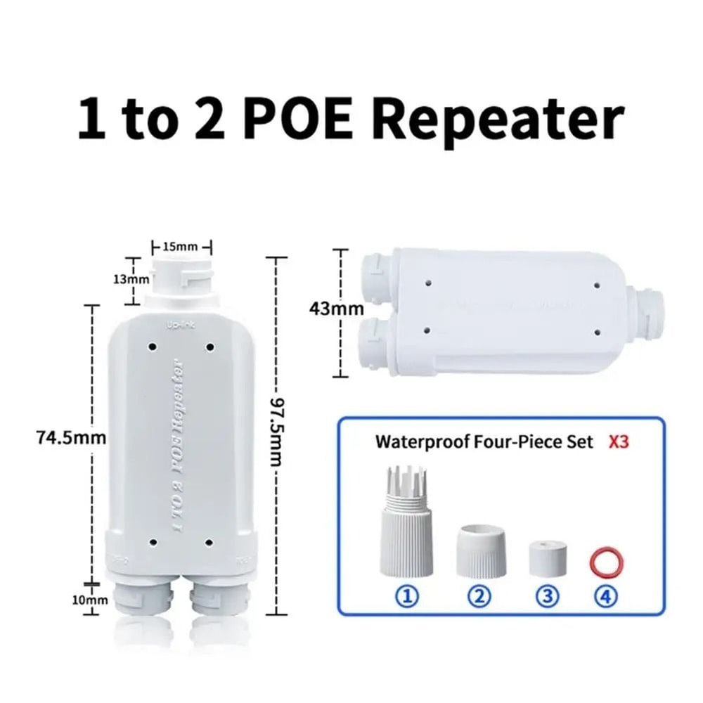 IP66 Waterproof POE Repeater 2 Port Outdoor POE Extender For Security Cameras 1