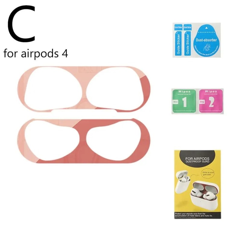 AirPods 4 Metal Mesh Dust Proof Stickers Earbud Grill Protector Set 3