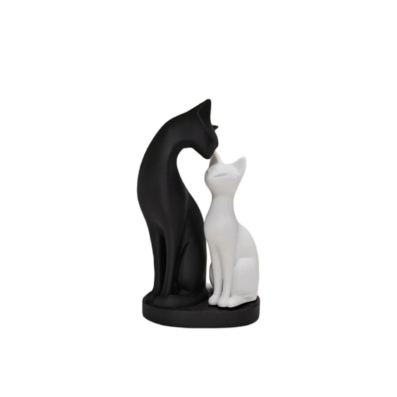 Modern Black White Cat Sculpture Decorative Figurine For Home And Desk 2