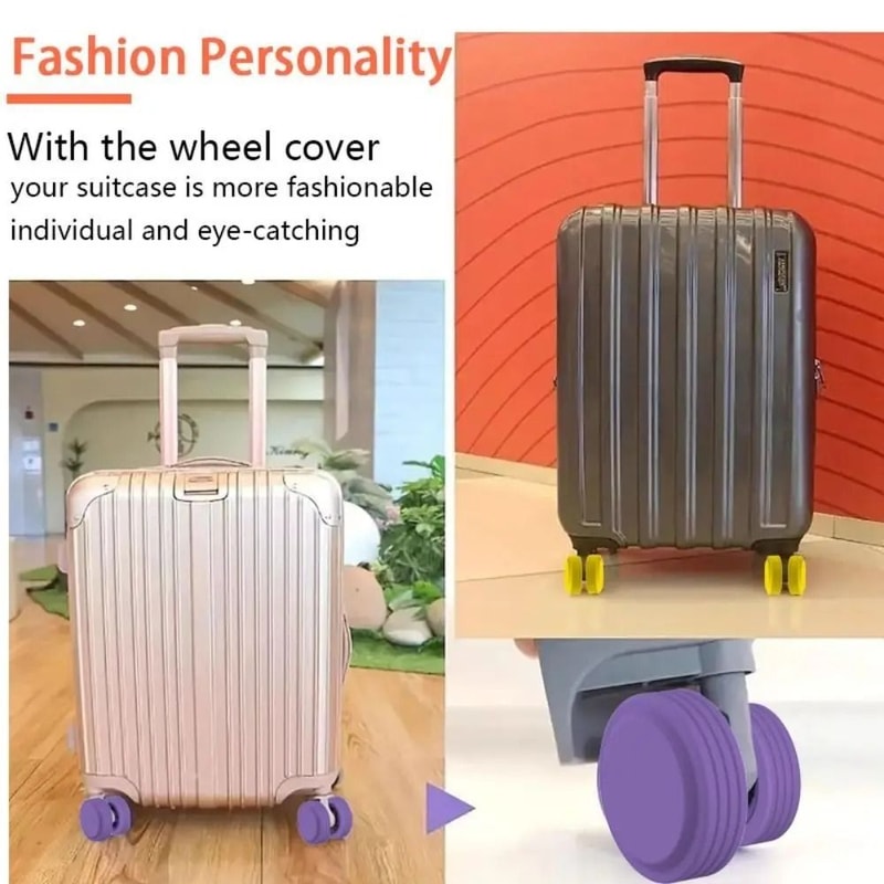 Silent Glide 8 Pcs Silicone Luggage Wheel Covers Set Durable Luggage Wheel Covers For Smooth Quiet 12