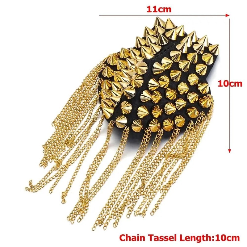 Punk Chain Tassel Shoulder Brooch Metal Epaulet Shoulder Pins Fashion Accessory Set 10