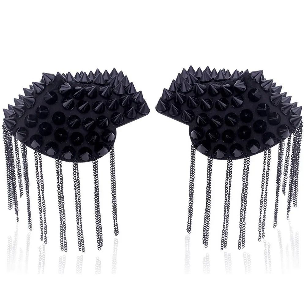 Punk Chain Tassel Shoulder Brooch Metal Epaulet Shoulder Pins Fashion Accessory Set 4