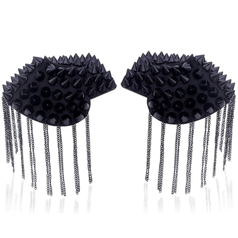 Punk Chain Tassel Shoulder Brooch Metal Epaulet Shoulder Pins Fashion Accessory Set 4
