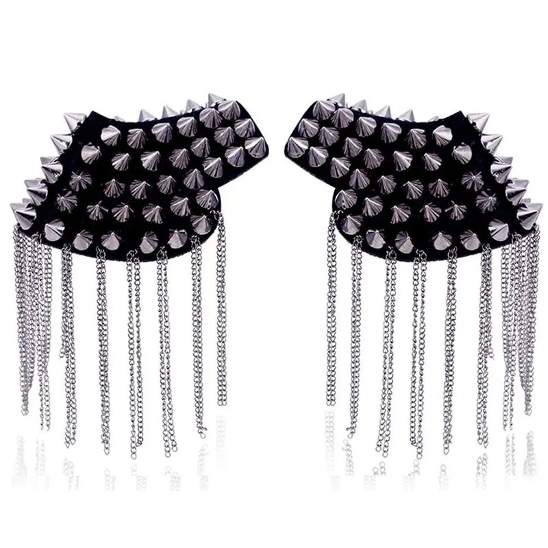 Punk Chain Tassel Shoulder Brooch Metal Epaulet Shoulder Pins Fashion Accessory Set 3