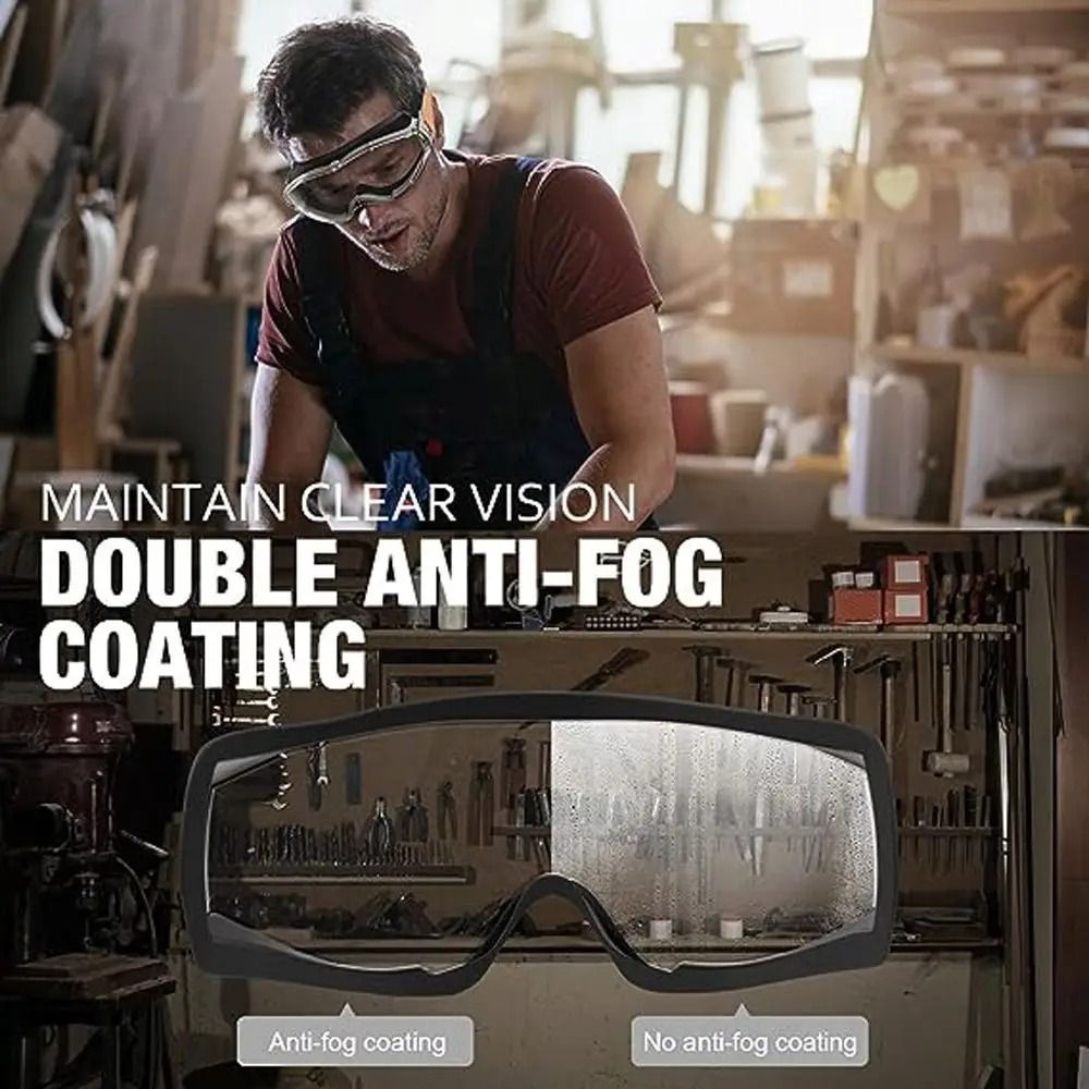 Anti Fog Safety Goggles Clear Lens Protective Eyewear Over Glasses Industrial Use 5