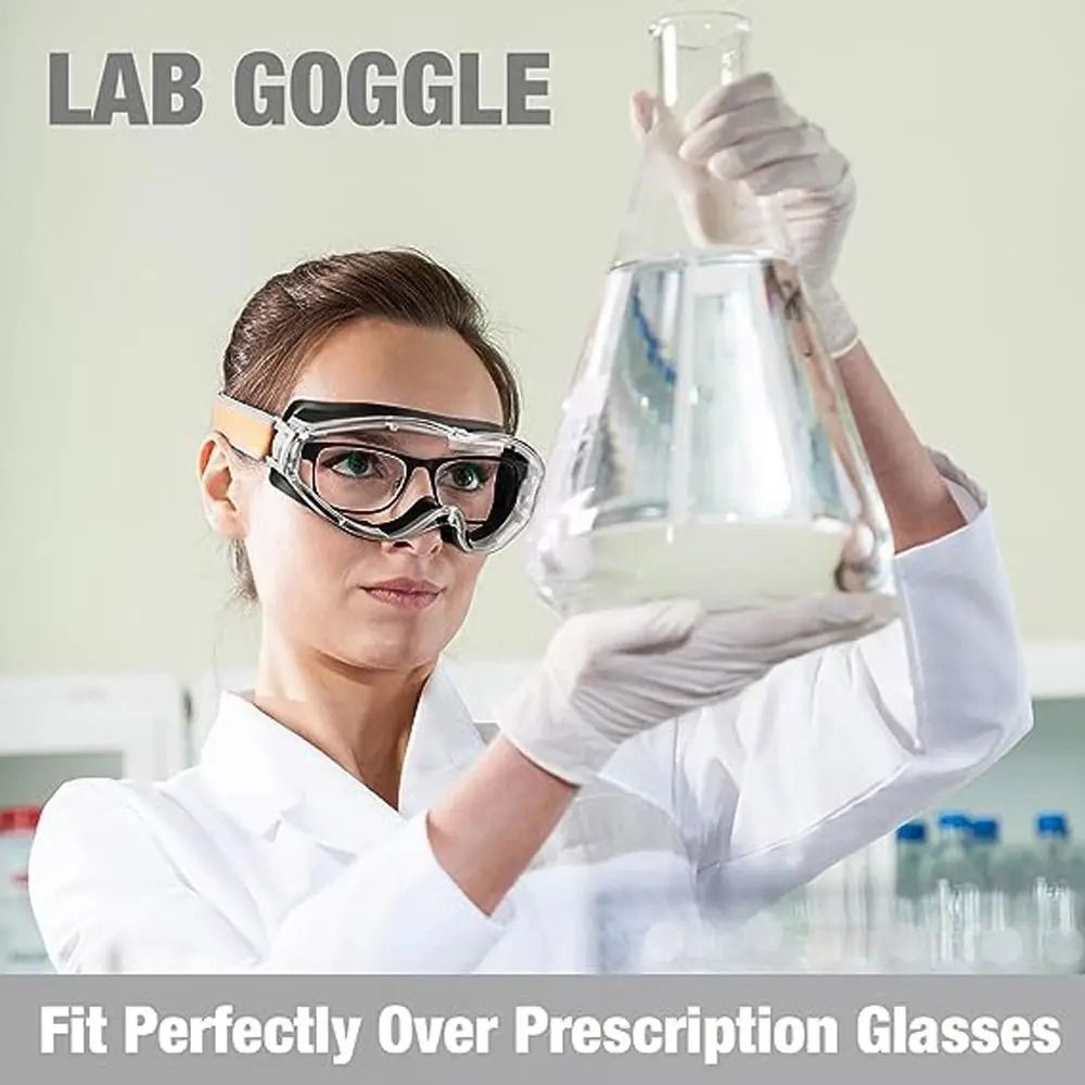 Anti Fog Safety Goggles Clear Lens Protective Eyewear Over Glasses Industrial Use 7