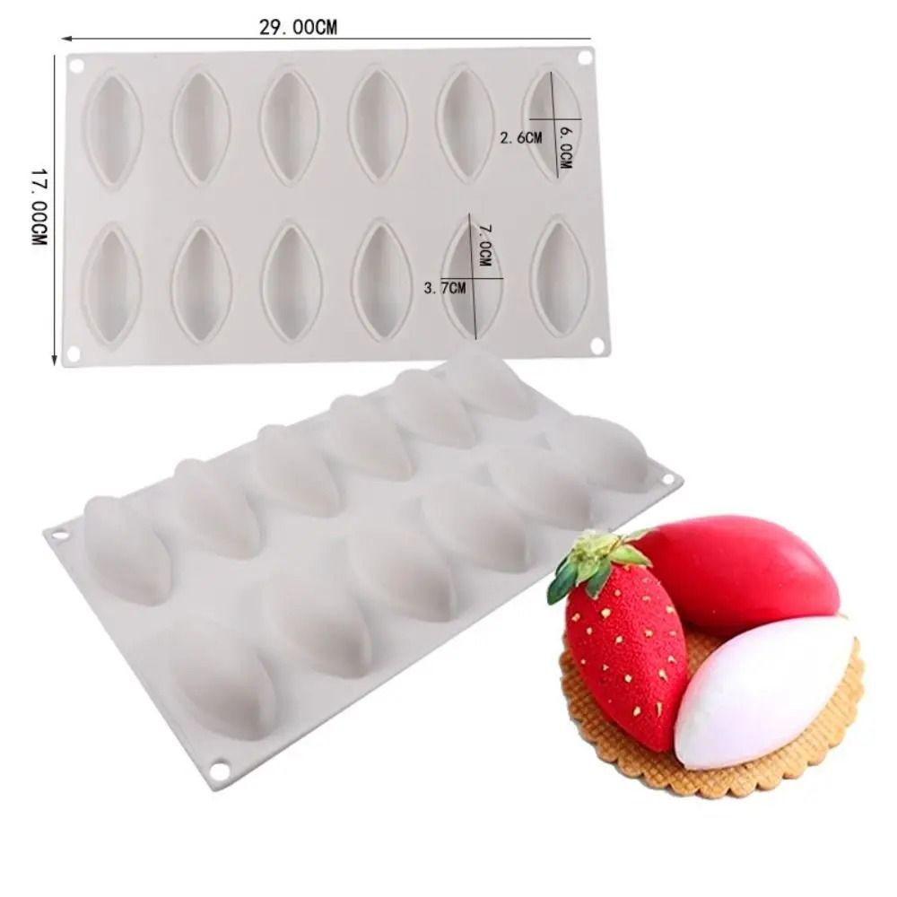12 Cavity Silicone Cake Mold Quenelle Shape Mousse Cake Mold Fondant Mold Tray 1