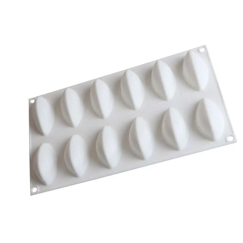12 Cavity Silicone Cake Mold Quenelle Shape Mousse Cake Mold Fondant Mold Tray 4