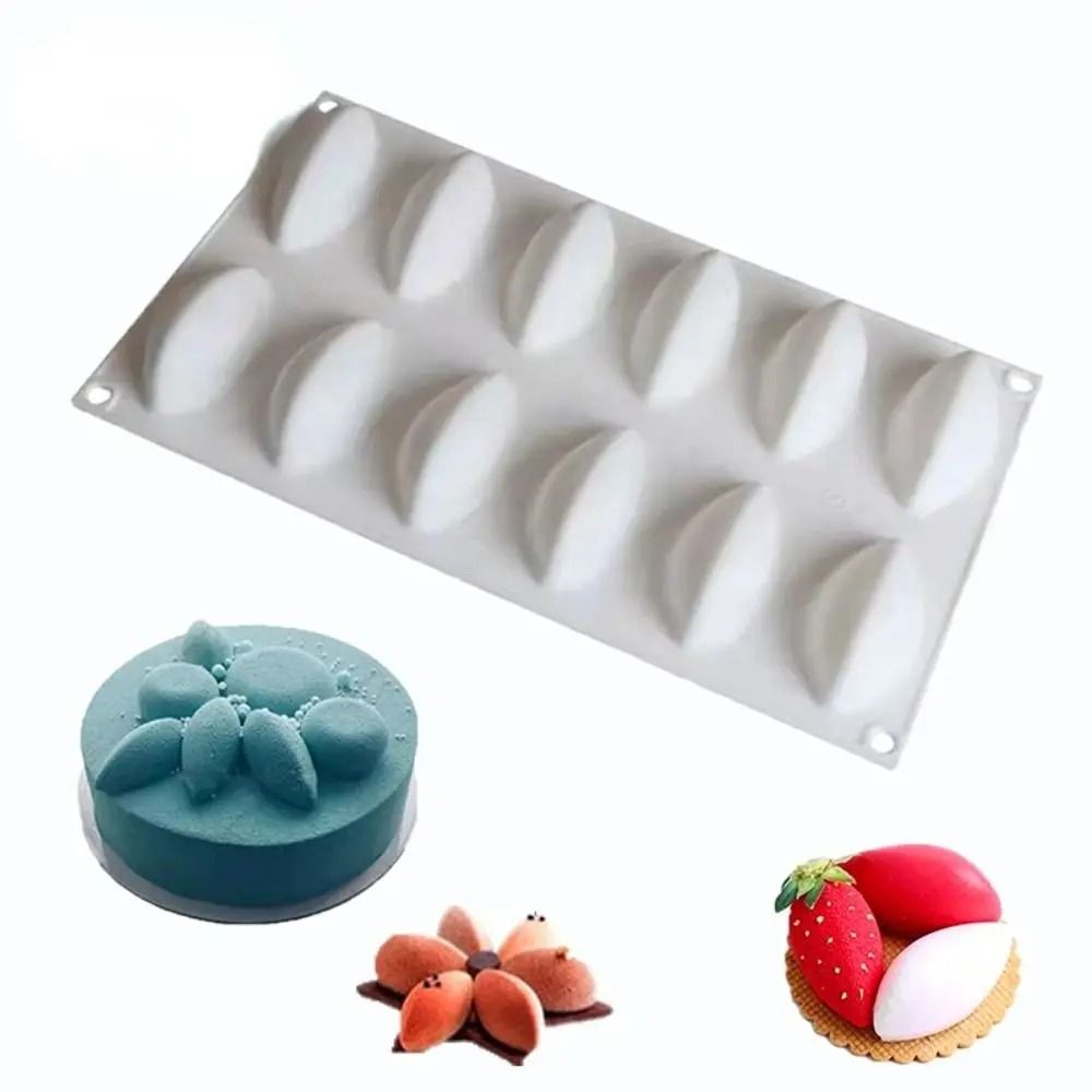 12 Cavity Silicone Cake Mold Quenelle Shape Mousse Cake Mold Fondant Mold Tray 0