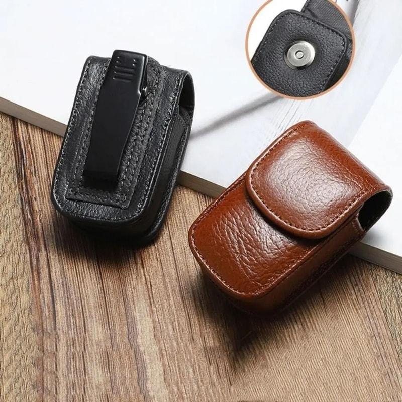 Portable Leather Glasses Case Belt Clip Folding Eyewear Storage Case For Travel 8