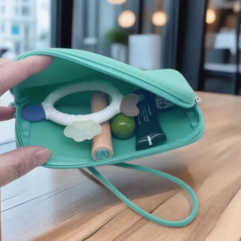 Silicone Cosmetic Bag Small Makeup Pouch Coin Purse Organizer Travel Storage Bag 9