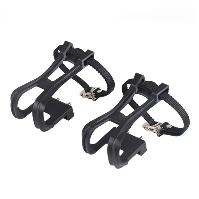 Bike Pedal Toe Clips With Adjustable Cycling Pedal Straps MTB And Road Bicycle Strap Set 0