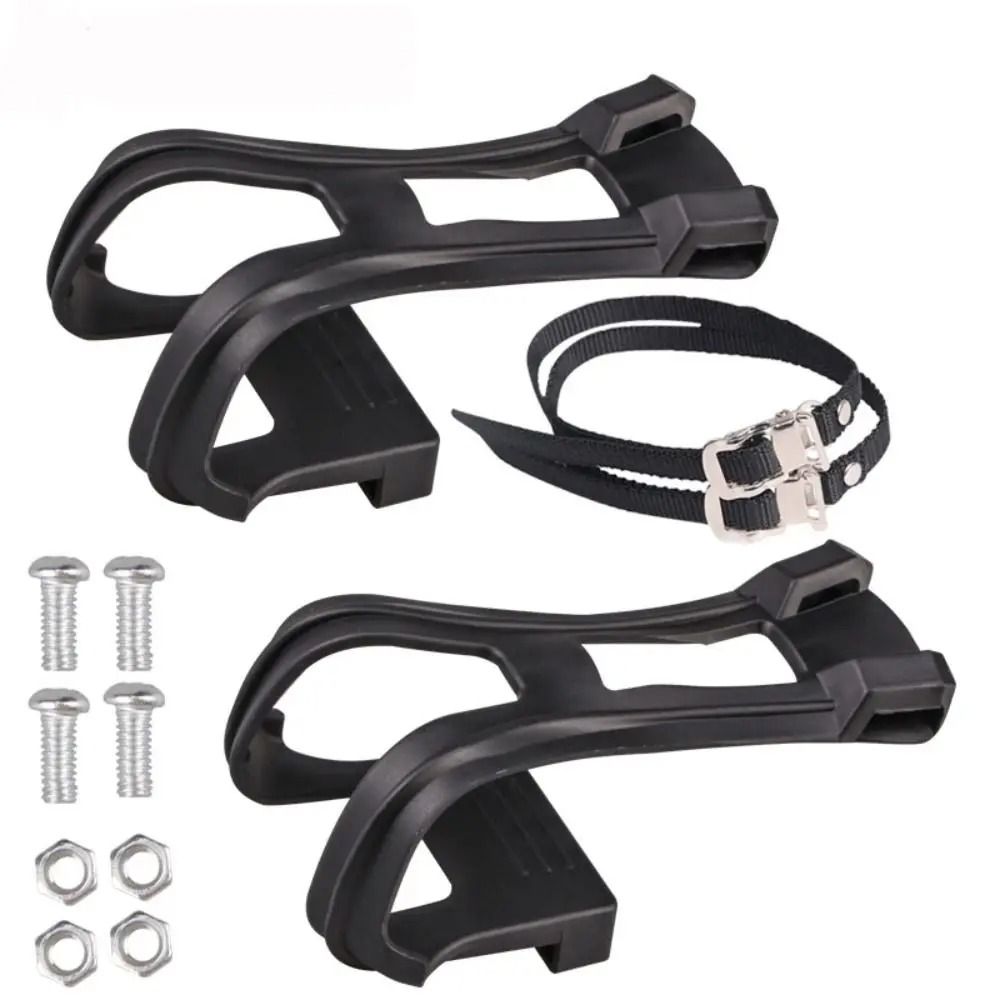 Bike Pedal Toe Clips With Adjustable Cycling Pedal Straps MTB And Road Bicycle Strap Set 3